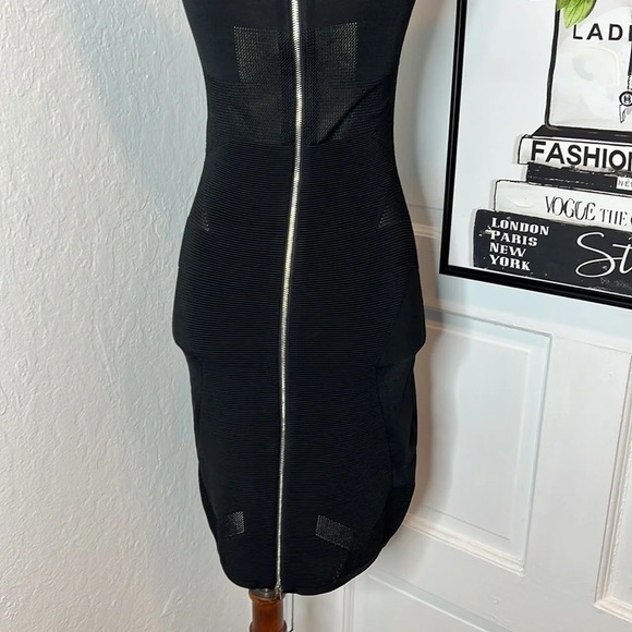 Maje Sheer Black Short Sleeve Bodycon Dress Size 1/S - Picture 7 of 10